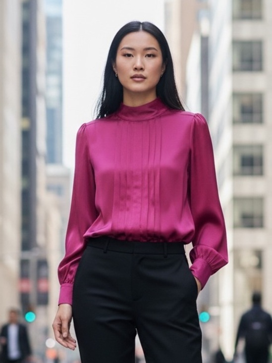 Liz Claiborne Collection Tops - 80s Liz Claiborne CollectionSilk Blouse Cowl Neck Dolman Sleeves Hot Pink 14